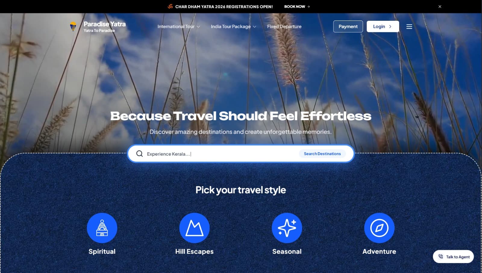Website preview of paradiseyatra.com