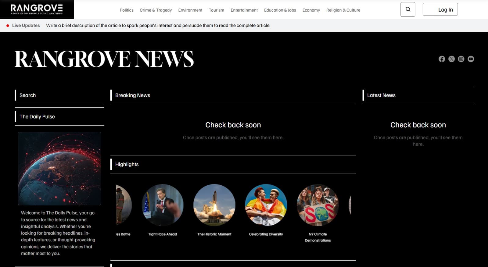 Website preview of news.rangrove.com