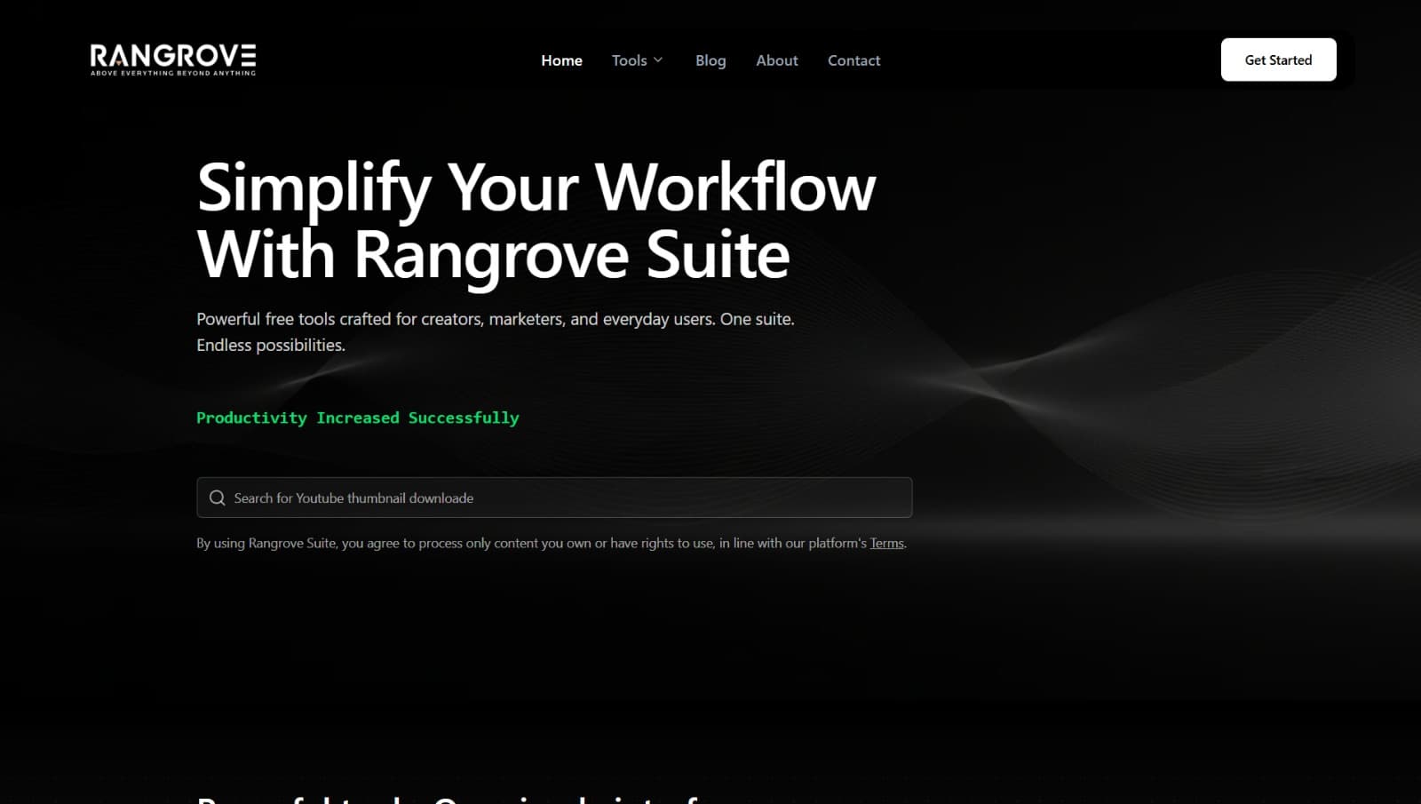 Website preview of suite.rangrove.com