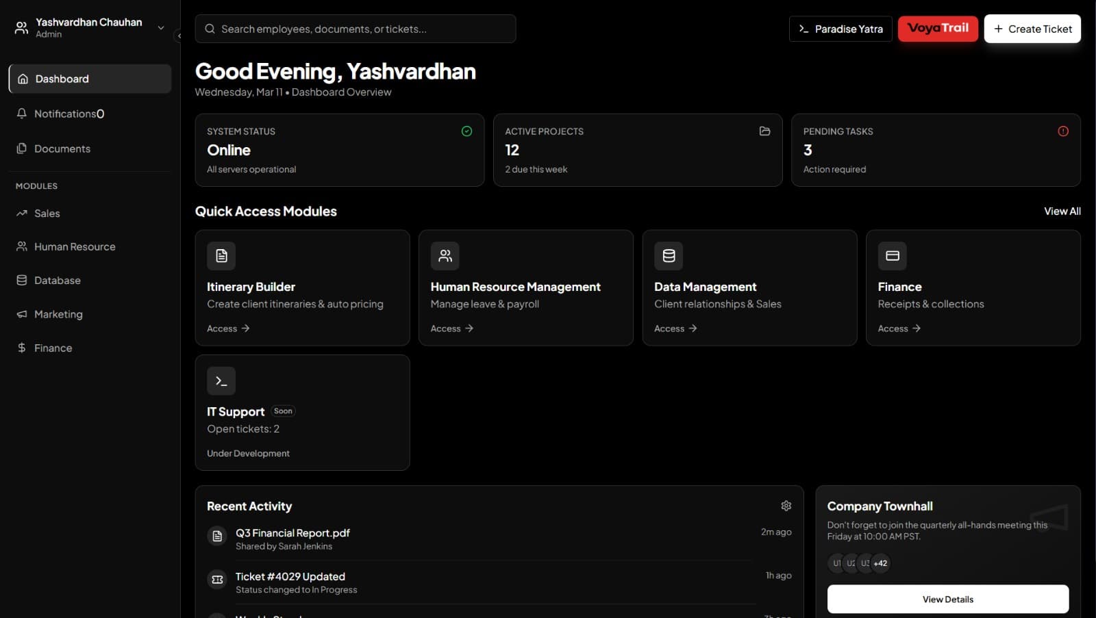 Website preview of tech.paradiseyatra.com