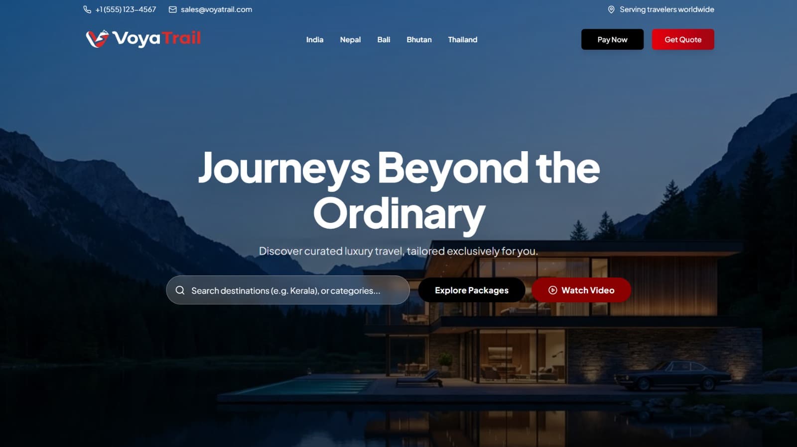 Website preview of voyatrail.com